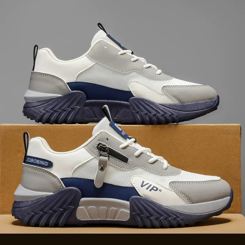 Men's Comfortable Colour‑Block  Zip‑Side Trainers Walking Shoes