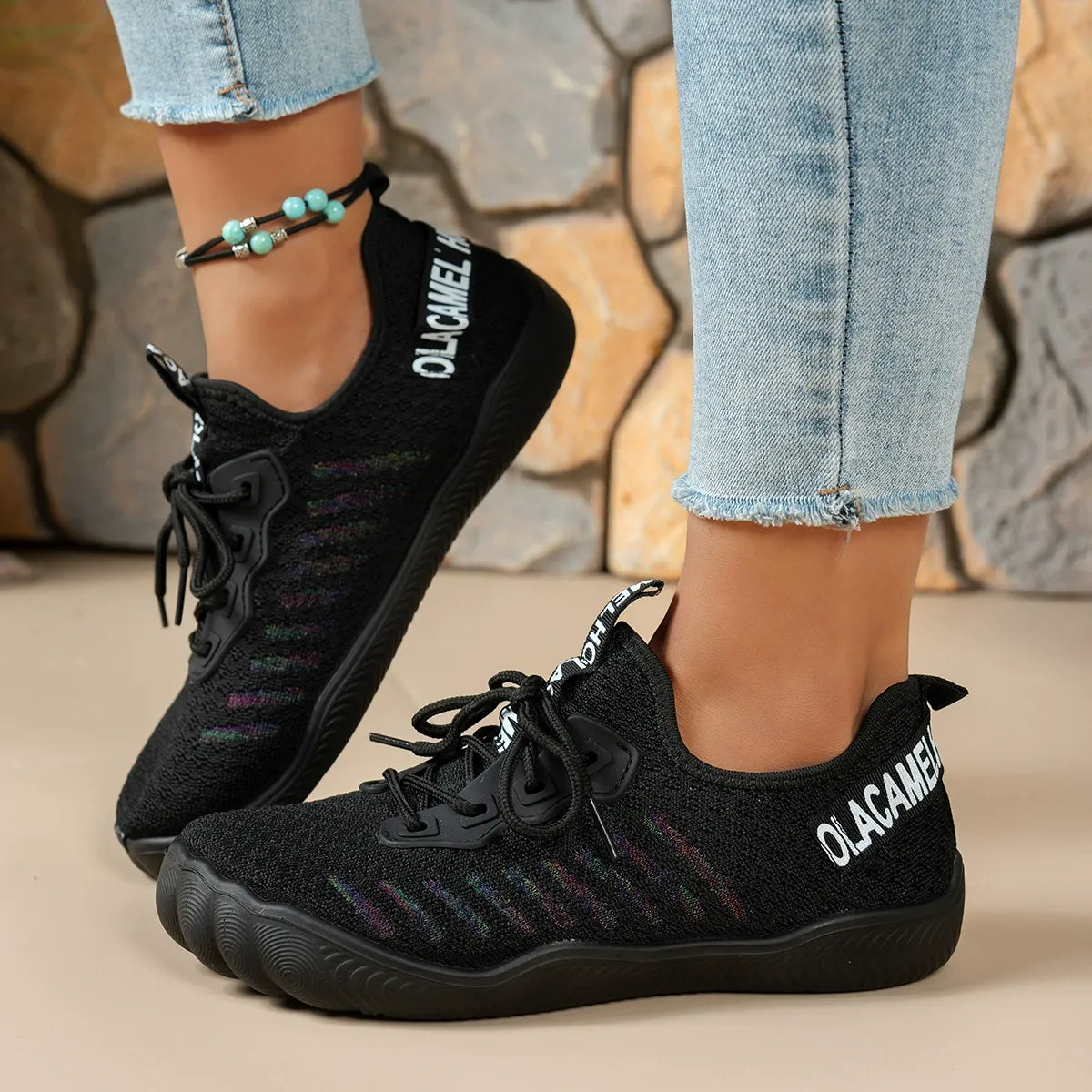 Women's Breathable Lightweight Lace Up Barefoot Walking Shoes Sneakers