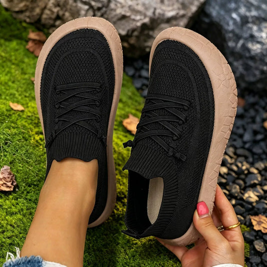 Women's Breathable Knit Casual Sneakers Slip‑on Walking Shoes for Wide & Swollen Feet