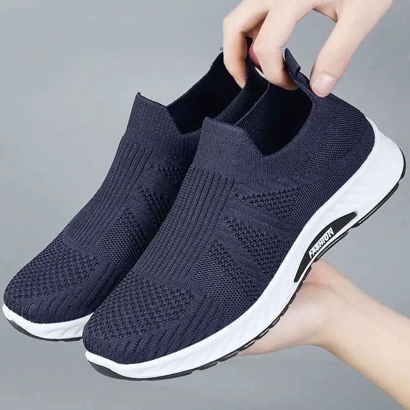 Men's Breathable & Lightweight Knit Slip-On Sneakers Walking Trainers