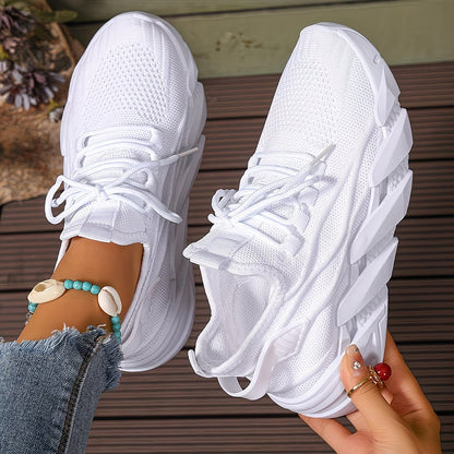 Women's Lightweight & Comfortable Mesh Lace-Up Fly-Woven Sneakers Running Shoes