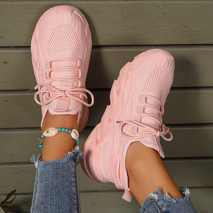 Women's Lightweight & Comfortable Mesh Lace-Up Fly-Woven Sneakers Running Shoes