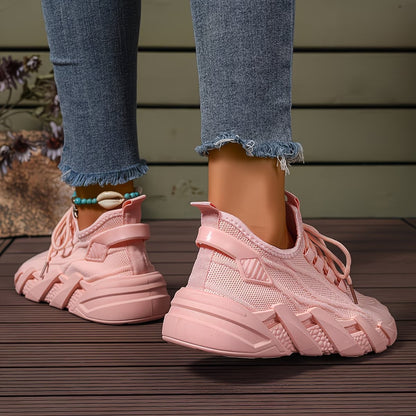 Women's Lightweight & Comfortable Mesh Lace-Up Fly-Woven Sneakers Running Shoes