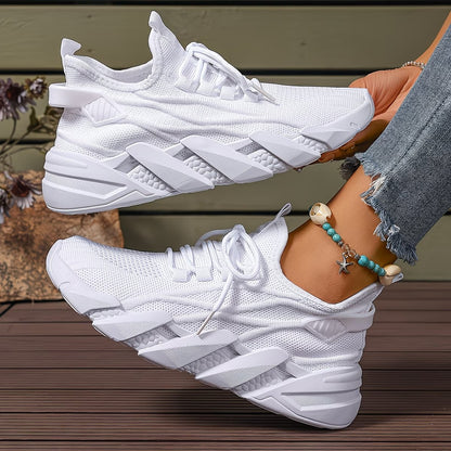 Women's Lightweight & Comfortable Mesh Lace-Up Fly-Woven Sneakers Running Shoes