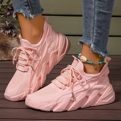 Women's Lightweight & Comfortable Mesh Lace-Up Fly-Woven Sneakers Running Shoes