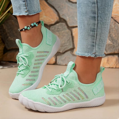 Women's Breathable Lightweight Lace Up Barefoot Walking Shoes Sneakers