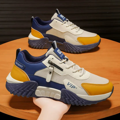 Men's Comfortable Colour‑Block  Zip‑Side Trainers Walking Shoes
