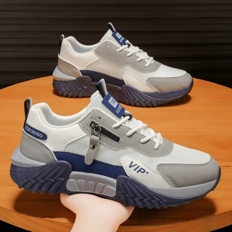 Men's Comfortable Colour‑Block  Zip‑Side Trainers Walking Shoes