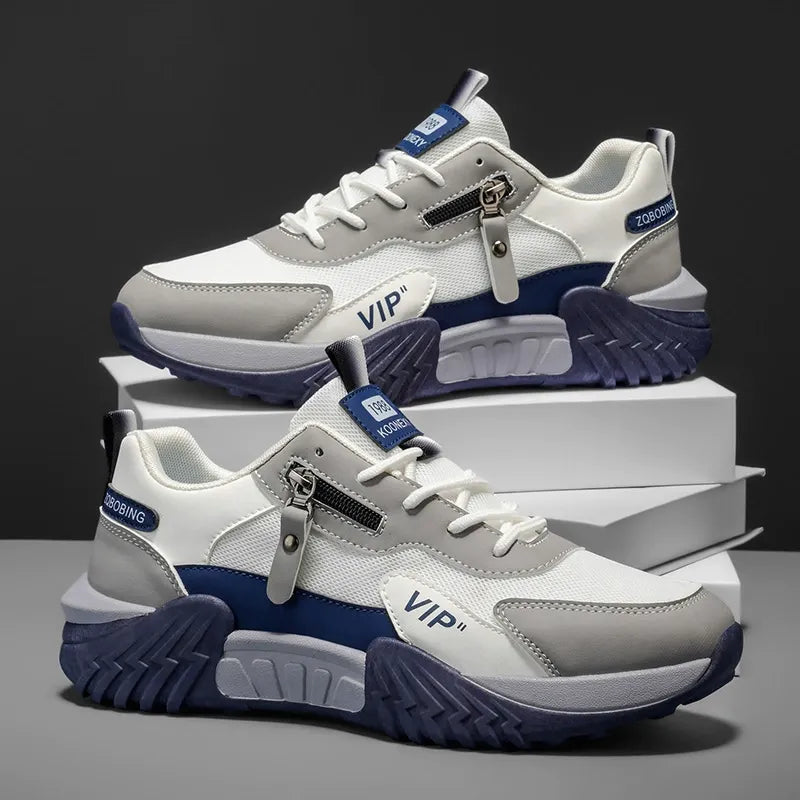Men's Comfortable Colour‑Block  Zip‑Side Trainers Walking Shoes